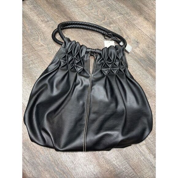 Unlisted Hobo Bag Handbag Purse Black Lined Double Straps Streetsmart NEW PU - Picture 12 of 12